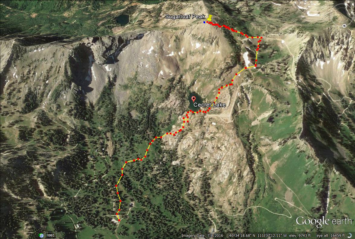 Cecret Lake & Sugarloaf Peak trail map